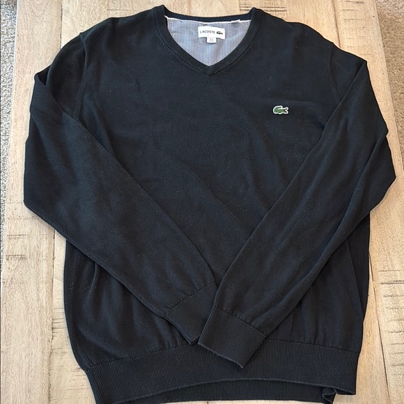 Lacoste Men's Black V-Neck Sweater - Picture 5 of 6